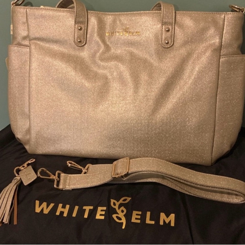NWT, limited edition color Gold Sparkle White Elm Aquila Tote! - Picture 2 of 11